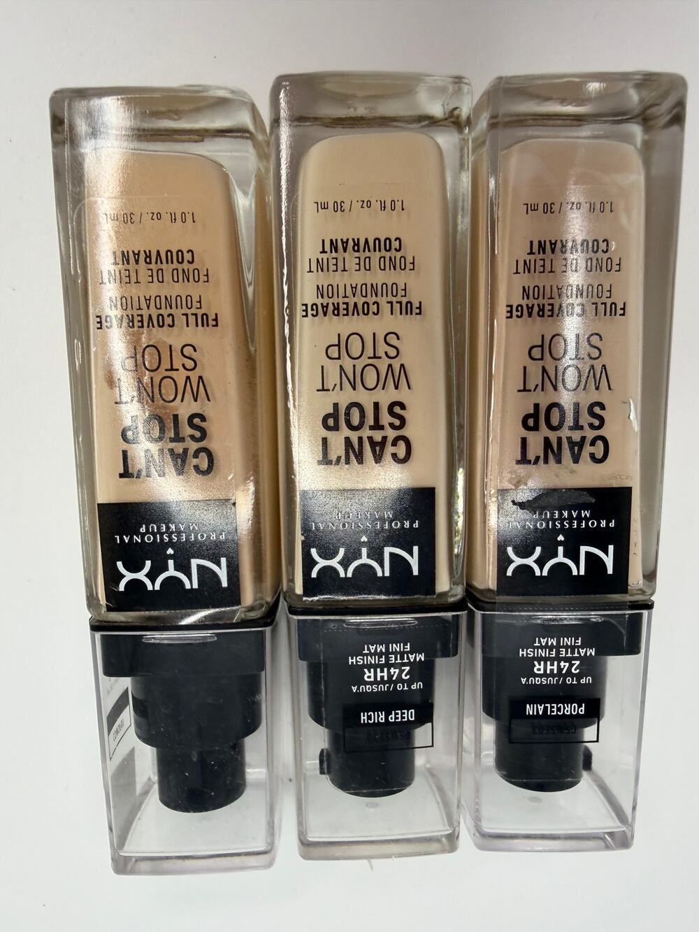 NYX Can't Stop Won't Stop Full Coverage Foundation 3- Porcelain Deep Rich Pale